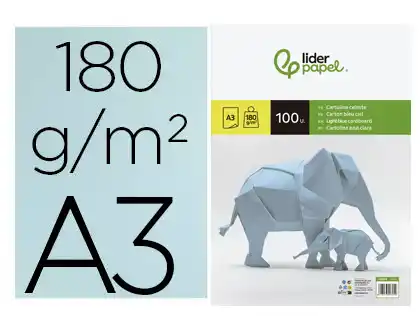 Cartulina liderpapel a3 180g/m2 celeste paquete de 100 hojas