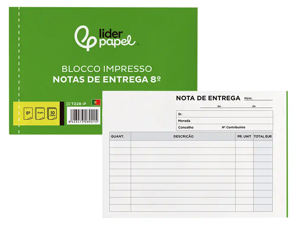 [28921] Talonario liderpapel entregas octavo apaisado 228 duplicado -texto en portugues