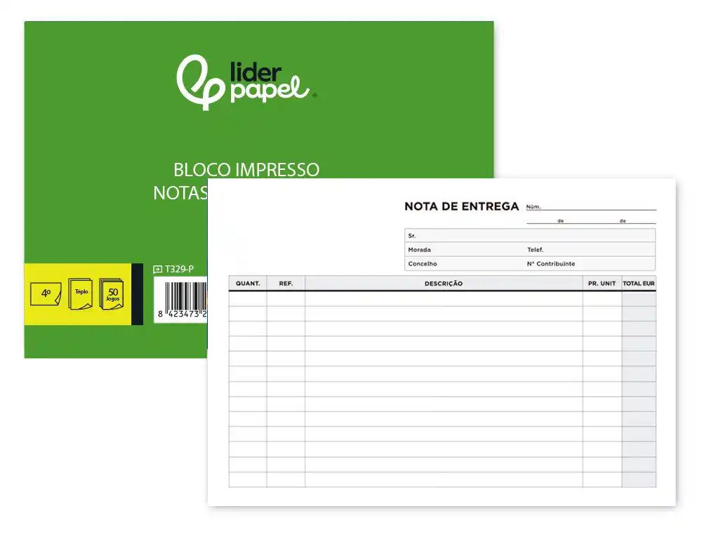 [28918] Talonario liderpapel entregas cuarto apaisado 329 triplicado-texto en portugues