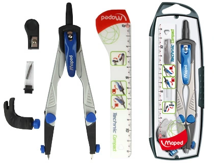 Compas maped con adaptador universal sistema de bloqueo patentado estuche de minas y afilaminas