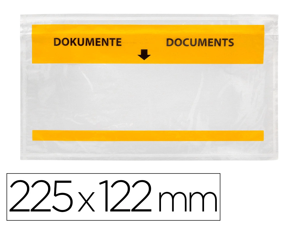 Sobre autoadhesivo q-connect portadocumentos multilingue 225x122 mm ventana totalmente transparente paquete de 100