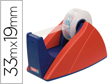 [27223] Portarrollo sobremesa tesa con cuchilla de corte recto para cintas de 33 m color azul/rojo