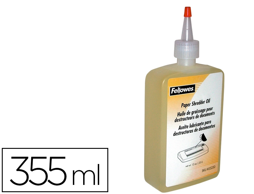 Aceite lubricante fellowes para destructora de documentos bote de 350 ml