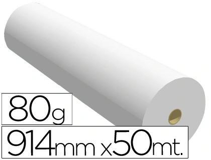 Papel reprografia para plotter 914mmx50mt 80 g impresion ink-jet