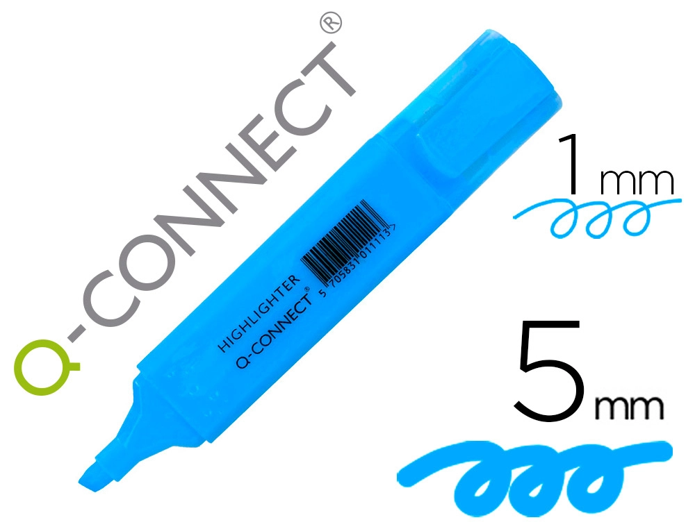 Rotulador q-connect fluorescente azul punta biselada