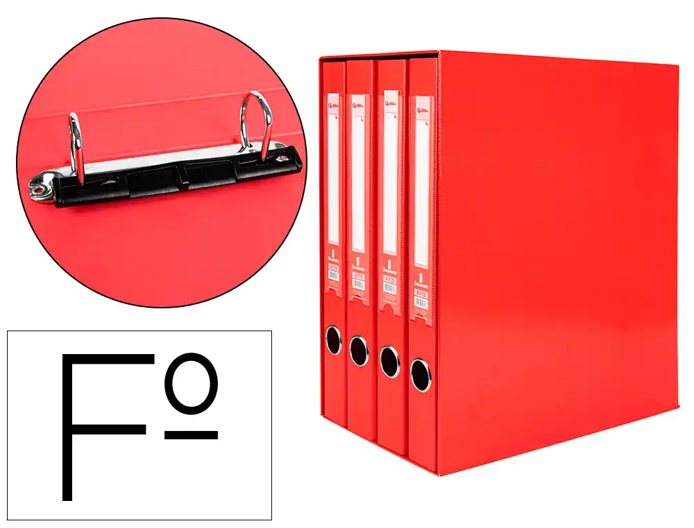 [25071] Modulo liderpapel 4 archivadores folio 2 anillas mixtas 25mm rojo