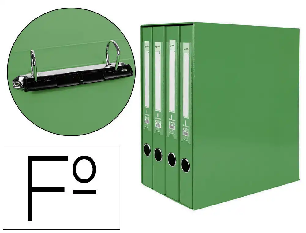 [25070] Modulo liderpapel 4 archivadores folio 2 anillas mixtas 25mm verde