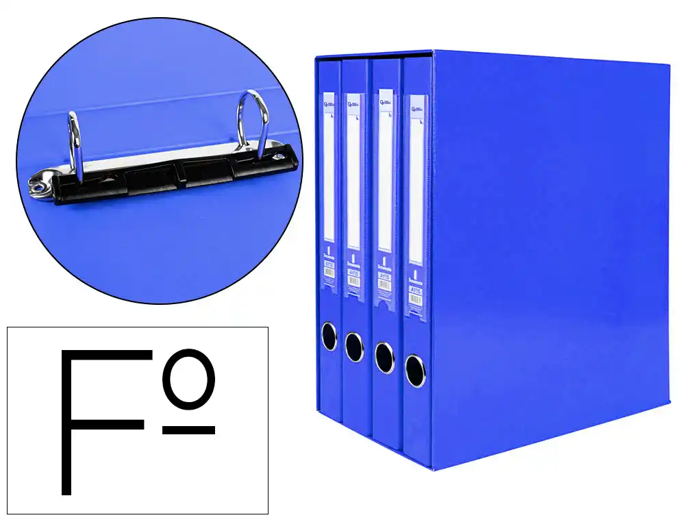 [25069] Modulo liderpapel 4 archivadores folio 2 anillas mixtas 25mm azul