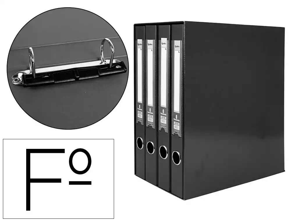 [25068] Modulo liderpapel 4 archivadores folio 2 anillas mixtas 25mm negro