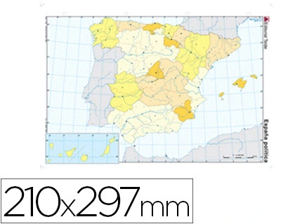 [24588] Mapa mudo color din a4 españa politico