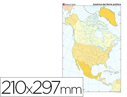[24585] Mapa mudo color din a4 america del norte politico
