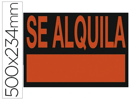[24570] Cartel plastico archivo 2000 \"se alquila\" rojo fotoluminiscente 500x230 mm