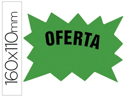 [24567] Etiqueta cartulina marcaprecios oferta verde fluorescente 160x110 mm bolsa de 50 etiquetas