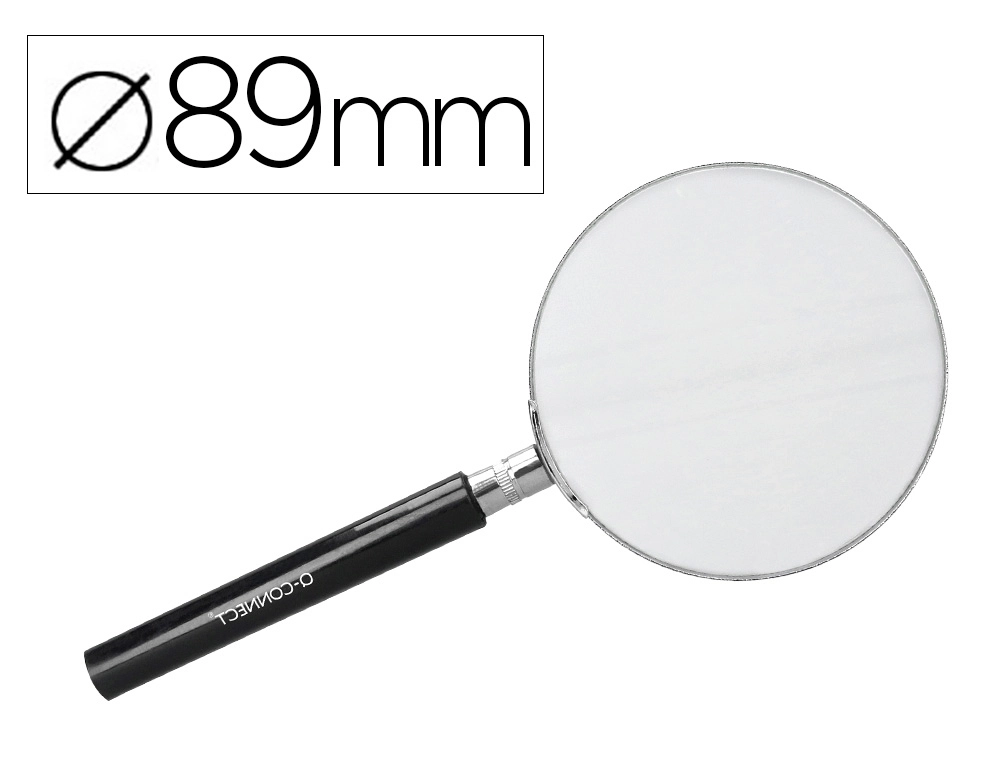[24465] Lupa q-connect cristal aro metalico mango plastico negro 90 mm
