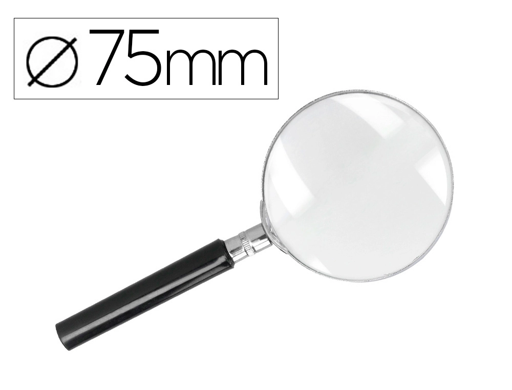 [24464] Lupa q-connect cristal aro metalico mango plastico negro 75 mm