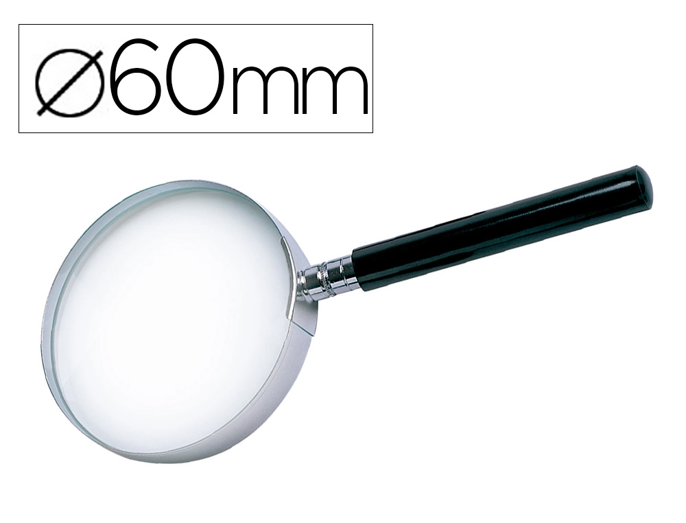 [24463] Lupa q-connect cristal aro metalico mango plastico negro 60 mm