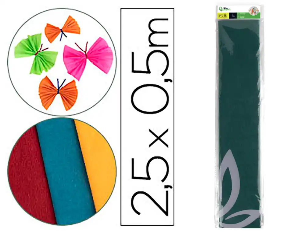Papel crespon liderpapel 50 cm x 2.5m 34g/m2 verde oscuro