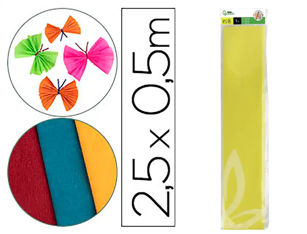 [24265] Papel crespon liderpapel 50 cm x 2.5m 34g/m2 amarillo