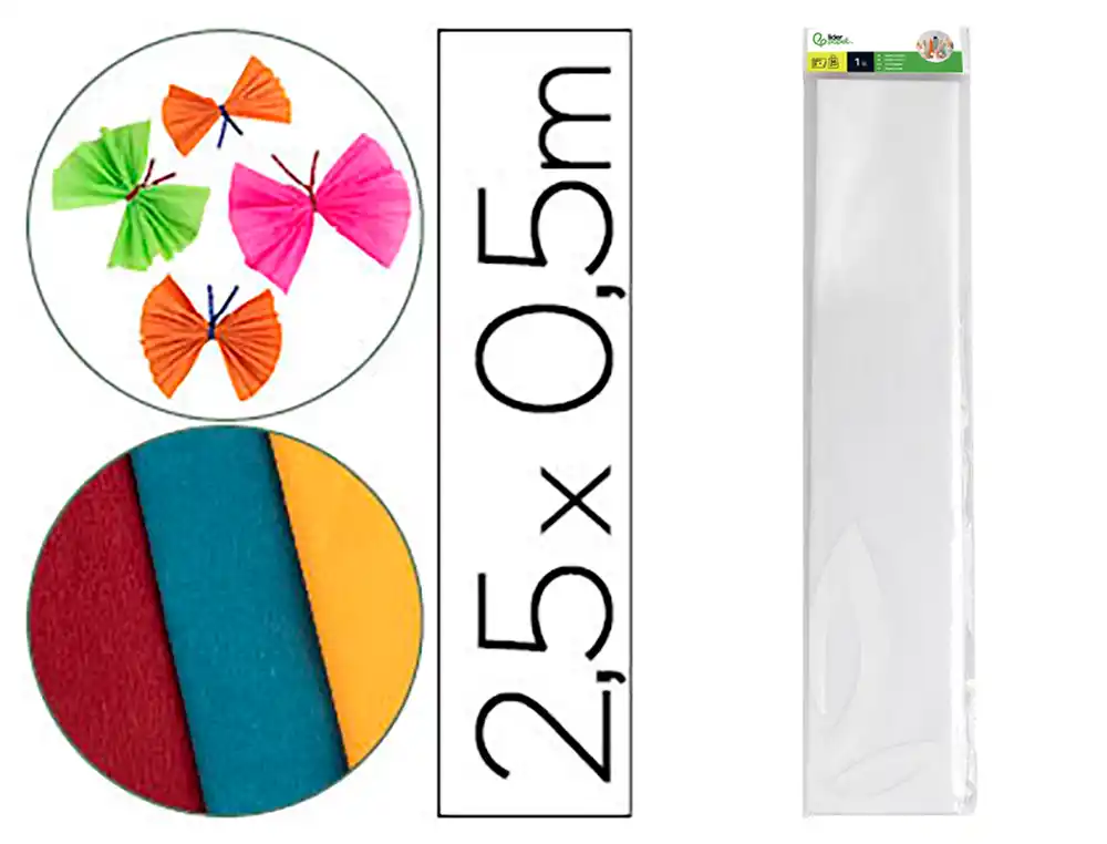 [24264] Papel crespon liderpapel 50 cm x 2.5m 34g/m2 blanco