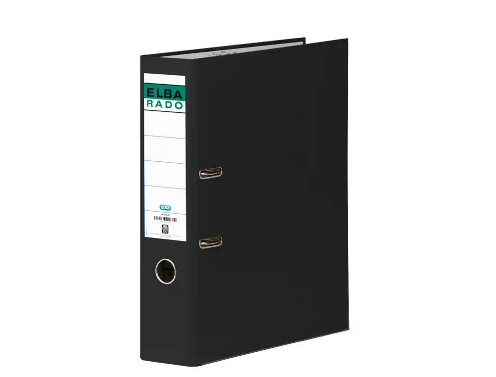 Archivador de palanca elba carton forrado folio negro lomo de 80 mm rado chic