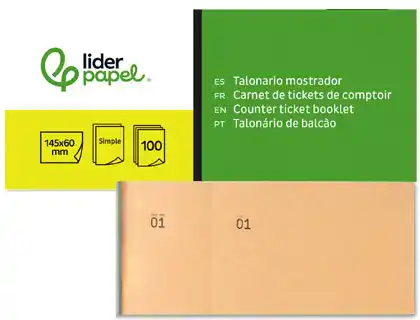 [22958] Talonario liderpapel mostrador 60x145 mm tl04 naranja con matriz