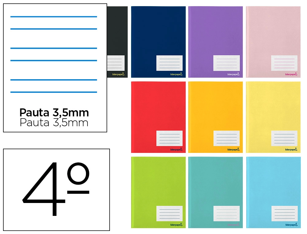 Libreta liderpapel smart a5 16 hojas 60gr cuadro pauta 4ª 3,5 mm con margen
