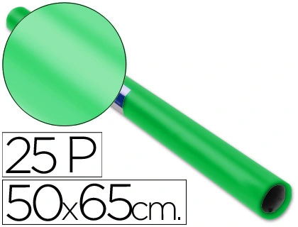 [22113] Papel charol verde rollo 25 hojas de 50x65 cm