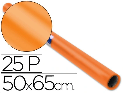 [22090] Papel charol naranja rollo 25 hojas de 50x65 cm