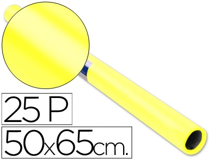 [22088] Papel charol amarillo rollo 25 hojas de 50x65 cm