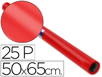 [22085] Papel charol rojo rollo 25 hojas de 50x65 cm
