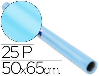 [22077] Papel charol celeste rollo 25 hojas de 50x65 cm