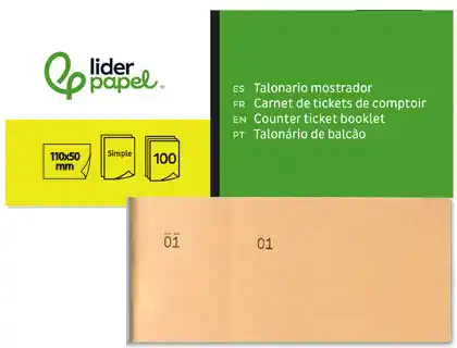 [21853] Talonario liderpapel mostrador 50x110 mm tl10 naranja con matriz