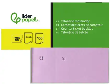 [21852] Talonario liderpapel mostrador 50x110 mm tl11 rosa con matriz