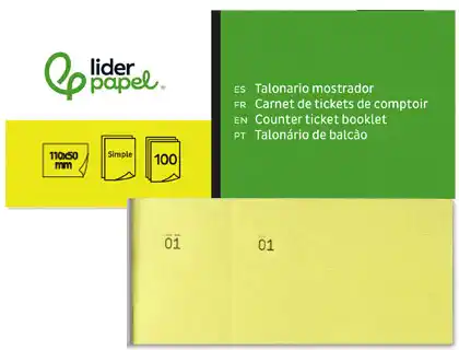 Talonario liderpapel mostrador 50x110 mm tl07 amarillo con matriz