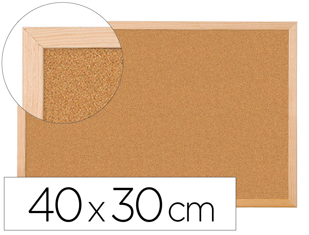 Pizarra corcho q-connect 40x30 cm marco de madera