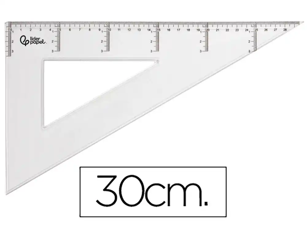 Escuadra liderpapel 30 cm plastico cristal