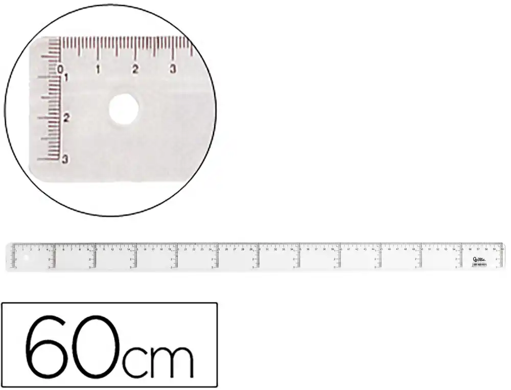 Regla liderpapel plastico cristal 60 cm