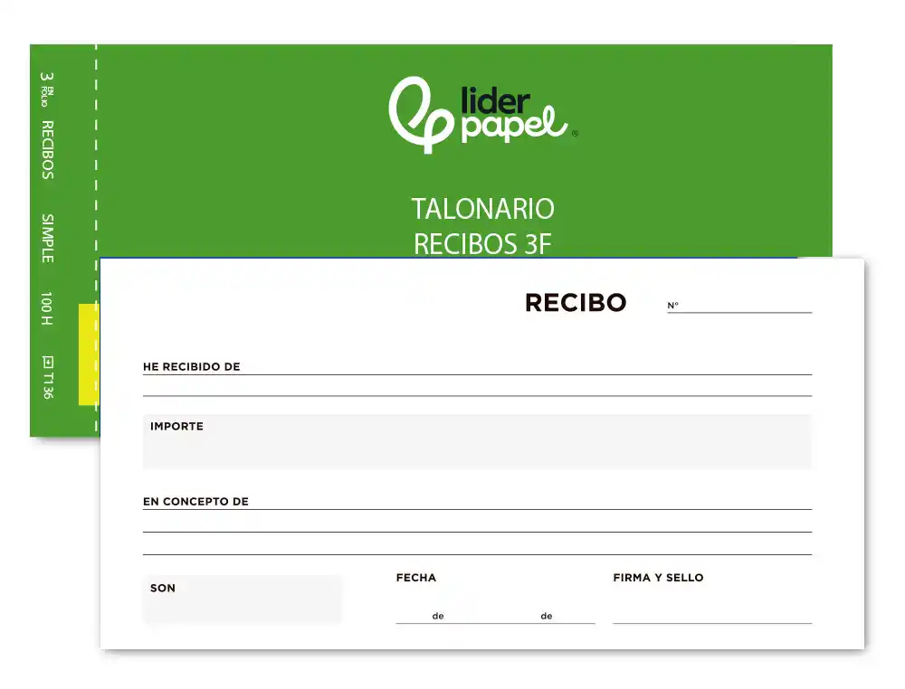 [18440] Talonario liderpapel recibos 3/fº original t136 sin matriz