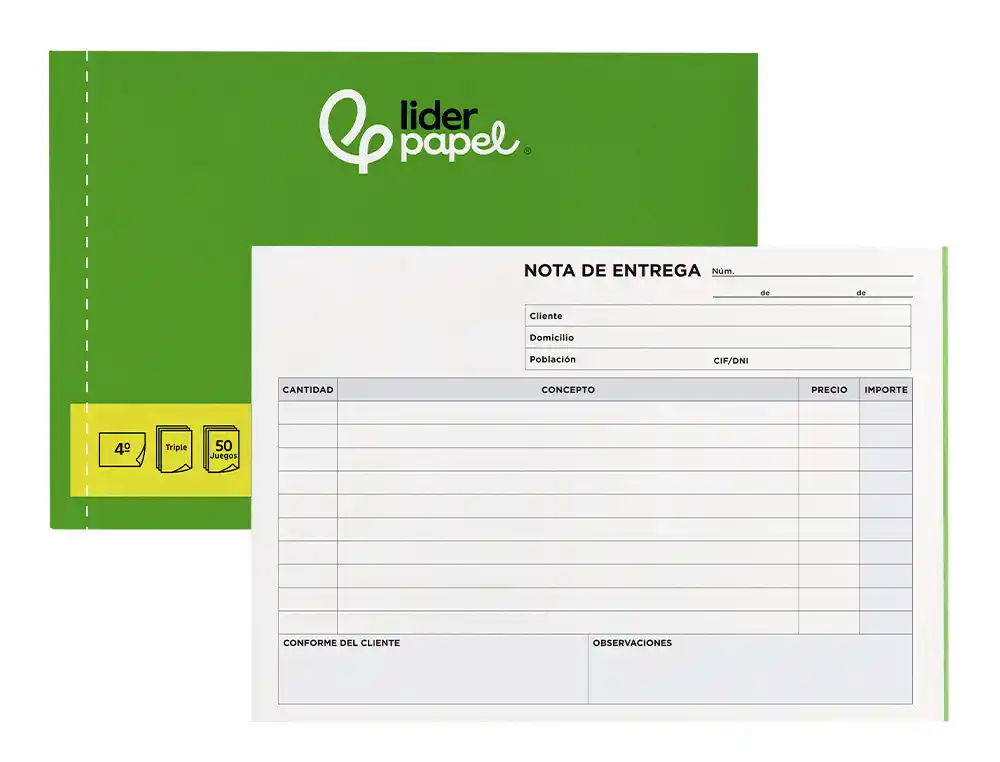 [18180] Talonario liderpapel entregas cuarto original y 2 copias t329 apaisado