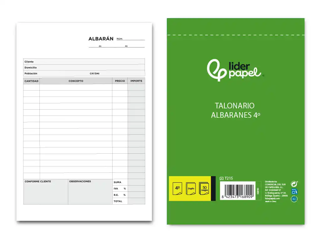 [16890] Talonario liderpapel albaran cuarto original y copia t215