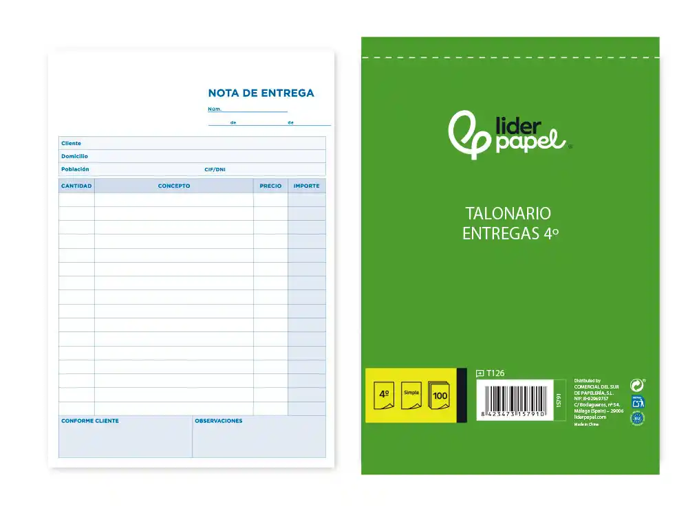 [15791] Talonario liderpapel entregas cuarto original t126