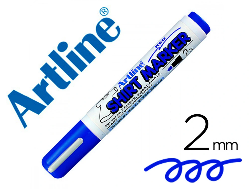 [15044] Rotulador artline camiseta ekt-2 azul punta redonda 2 mm para uso en camisetas