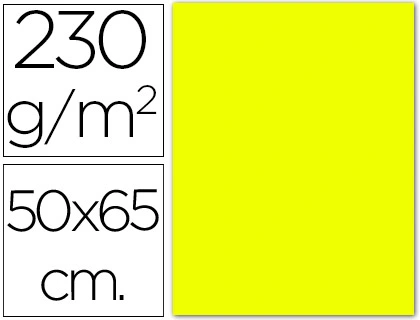 Cartulina fluorescente amarilla 50x65 cm 230 gr