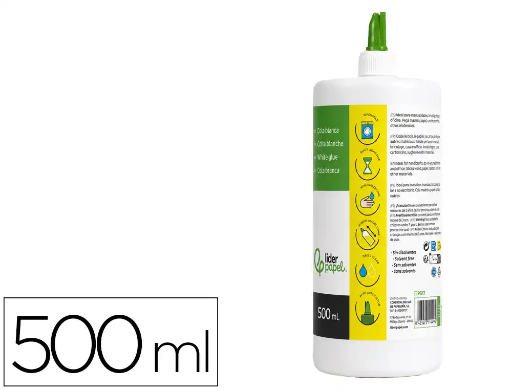 [11449] Pegamento cola blanca lavable liderpapel bote de 500 ml