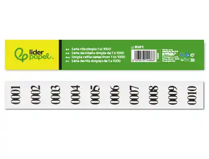 [8069] Tira de rifa liderpapel sencilla 1 al 1000
