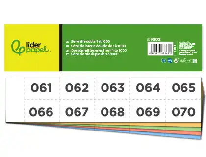 [8068] Tira de rifa liderpapel doble 1 al 1000