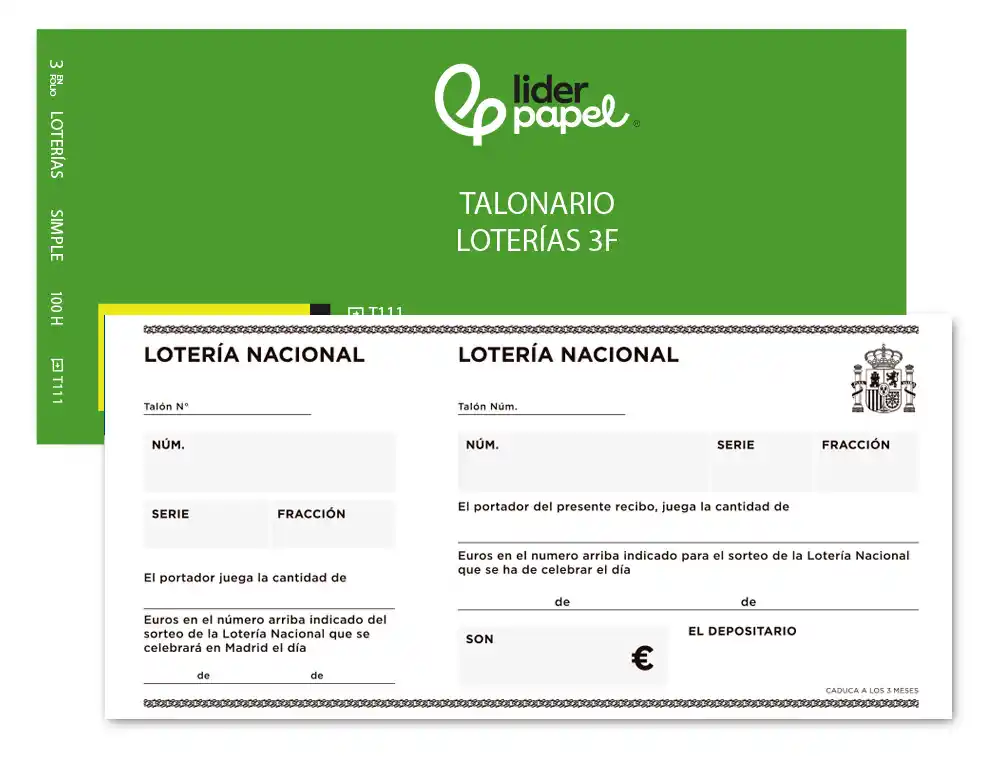 [7785] Talonario liderpapel loteria tres en folio 111