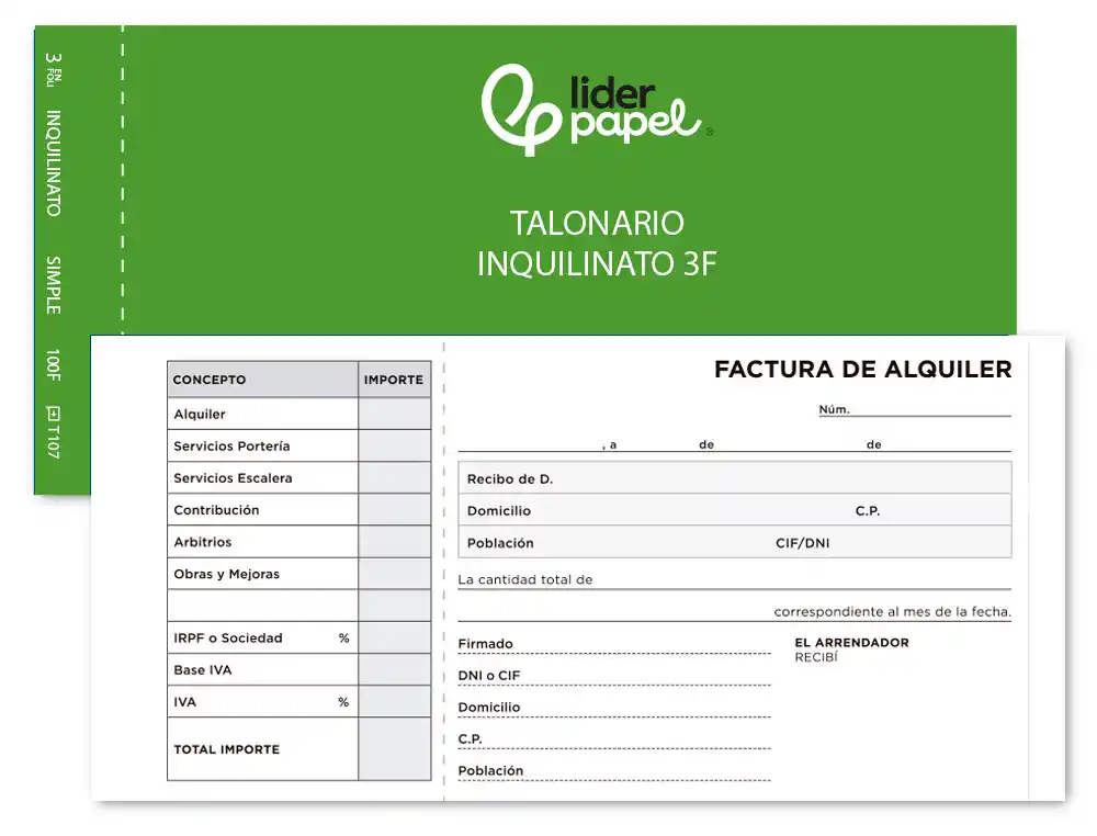 [7783] Talonario liderpapel inquilinato tres en folio 107 con condiciones
