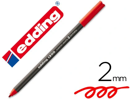 Rotulador edding punta fibra 1300 rojo punta redonda 2 mm