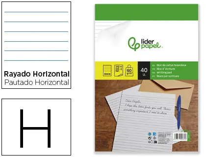 [656] Bloc de cartas liderpapel rayado horizontal holandesa 40 hojas 60g/m2
